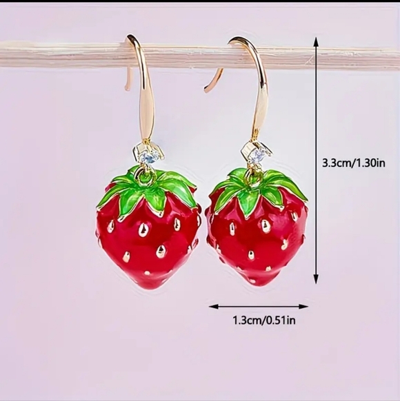 ✨3 FOR $28✨ 🆕️🍓 DELICATE STRAWBERRY EARRINGS🍓 - Picture 4 of 7